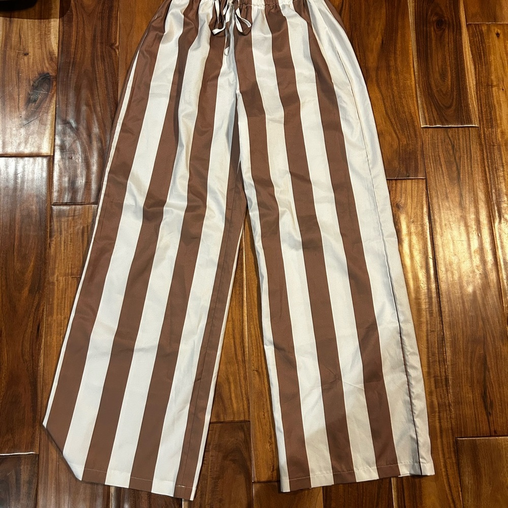 Striped Brown and White Kids Pants